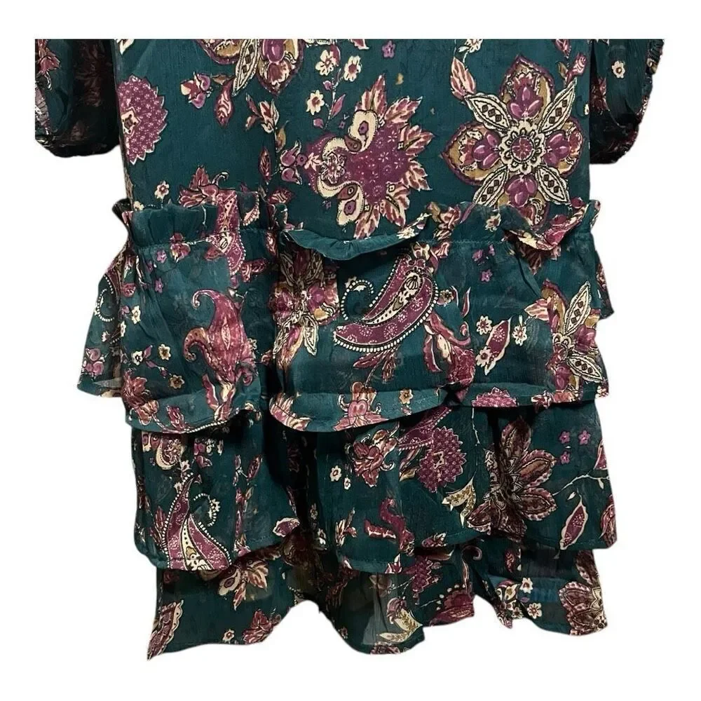 Band of the Free (BOG) Mandy Pine Berry Floral Baby Doll Party Dress New L
